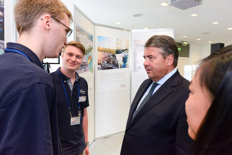 German Federal Minister for Economic Affairs and Energy Sigmar Gabriel visits Infineon's state-of-the-art chip plant in Dresden